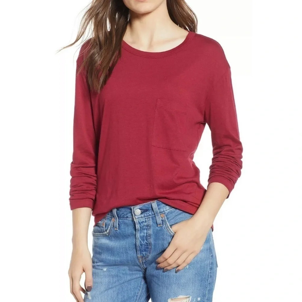 BP Nordstrom Long Sleeve Pocket Tee Shirt Top Plus